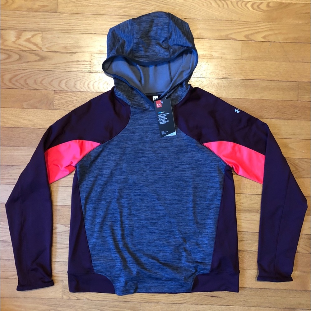 Under Armour Women's Pullover Hoodie, Grey/Red, LG